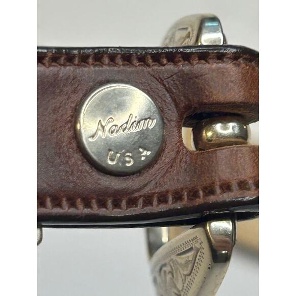 Nadim US women's western brown leather belt with metal diamond accents size 26 - Picture 7 of 14